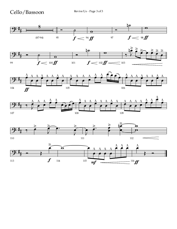 Revive Us (Choral Anthem SATB) Cello (Lifeway Choral / Arr. Cliff Duren / Arr. Kirk Kirkland)