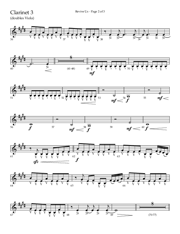 Revive Us (Choral Anthem SATB) Clarinet 3 (Lifeway Choral / Arr. Cliff Duren / Arr. Kirk Kirkland)