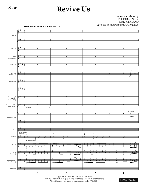Revive Us (Choral Anthem SATB) Conductor's Score (Lifeway Choral / Arr. Cliff Duren / Arr. Kirk Kirkland)