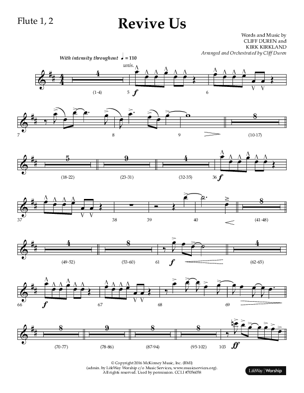 Revive Us (Choral Anthem SATB) Flute 1/2 (Lifeway Choral / Arr. Cliff Duren / Arr. Kirk Kirkland)