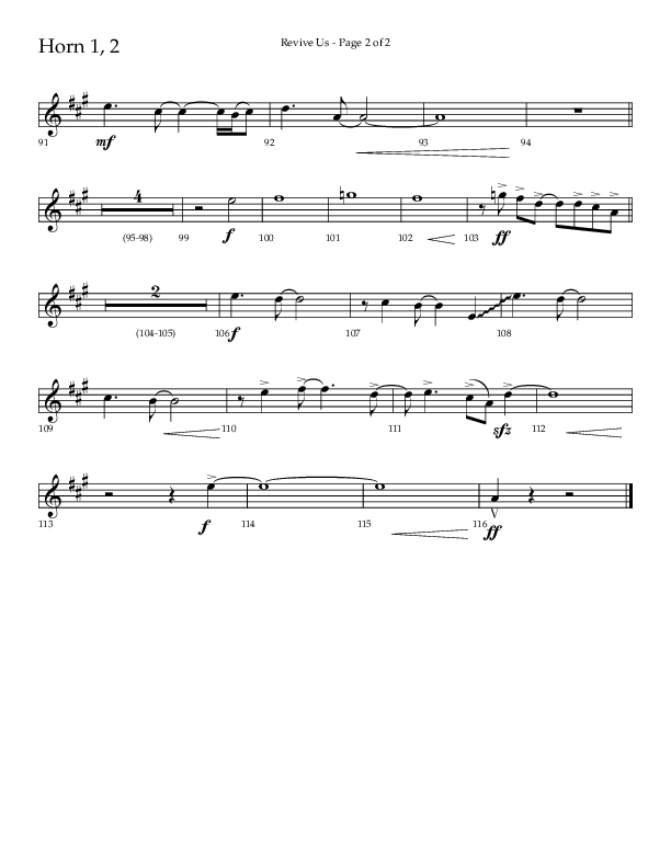 Revive Us (Choral Anthem SATB) French Horn 1/2 (Lifeway Choral / Arr. Cliff Duren / Arr. Kirk Kirkland)