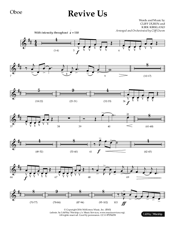 Revive Us (Choral Anthem SATB) Oboe (Lifeway Choral / Arr. Cliff Duren / Arr. Kirk Kirkland)