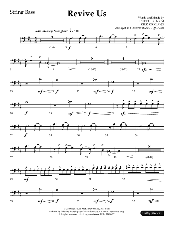 Revive Us (Choral Anthem SATB) String Bass (Lifeway Choral / Arr. Cliff Duren / Arr. Kirk Kirkland)