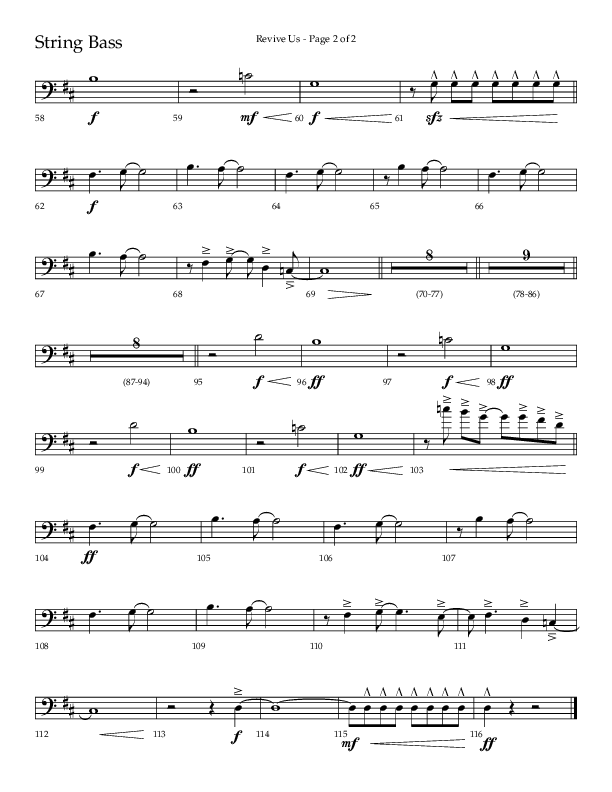 Revive Us (Choral Anthem SATB) String Bass (Lifeway Choral / Arr. Cliff Duren / Arr. Kirk Kirkland)