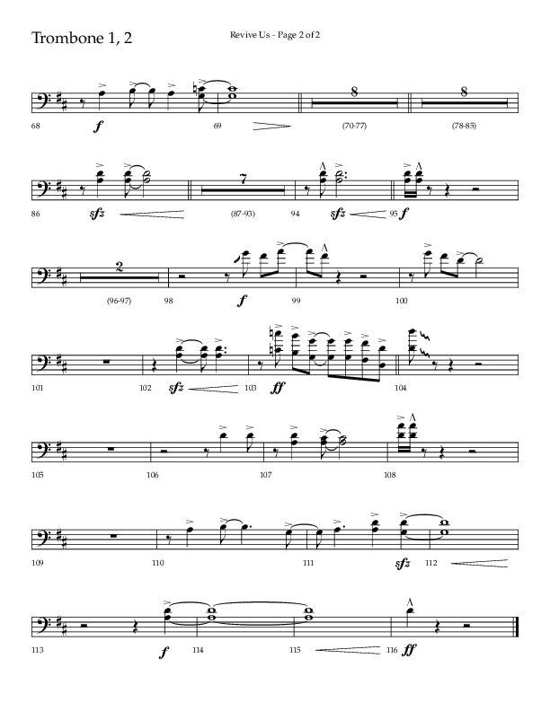 Revive Us (Choral Anthem SATB) Trombone 1/2 (Lifeway Choral / Arr. Cliff Duren / Arr. Kirk Kirkland)