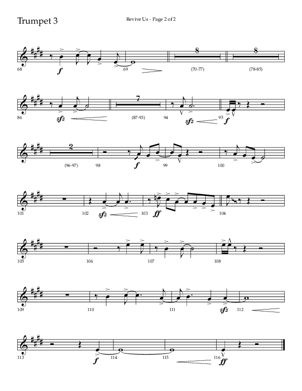 Revive Us (Choral Anthem SATB) Trumpet 3 (Lifeway Choral / Arr. Cliff Duren / Arr. Kirk Kirkland)