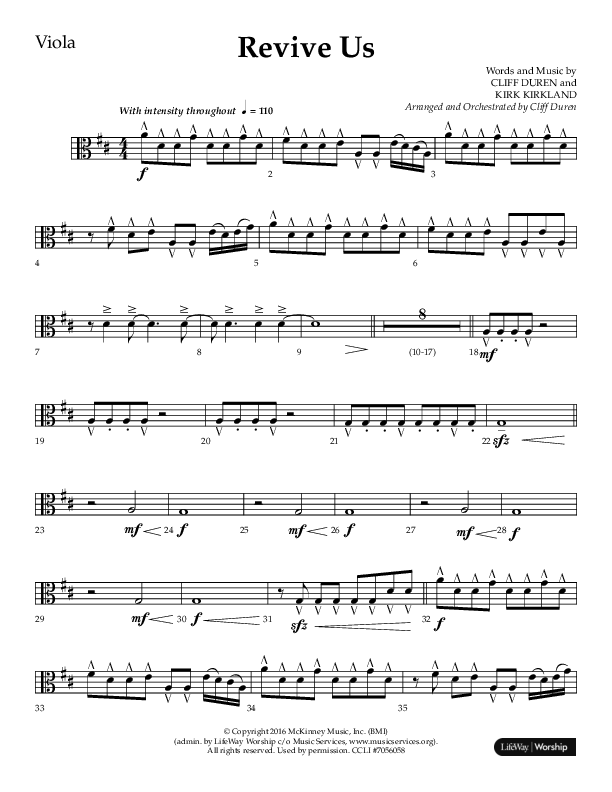 Revive Us (Choral Anthem SATB) Viola (Lifeway Choral / Arr. Cliff Duren / Arr. Kirk Kirkland)