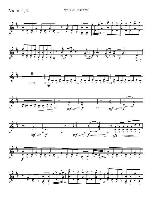 Revive Us (Choral Anthem SATB) Violin 1/2 (Lifeway Choral / Arr. Cliff Duren / Arr. Kirk Kirkland)