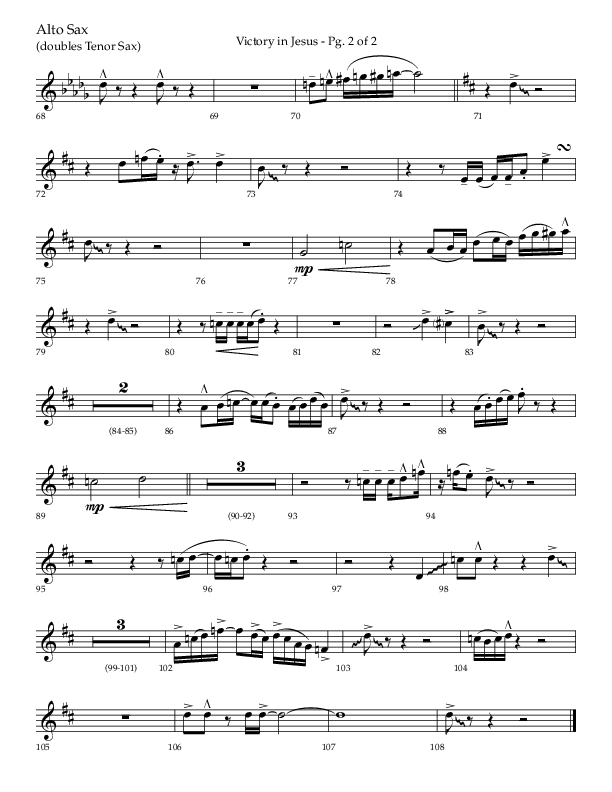 Victory In Jesus with He Will Bring Me Out (Choral Anthem SATB) Alto Sax (Lifeway Choral / Arr. Bradley Knight)