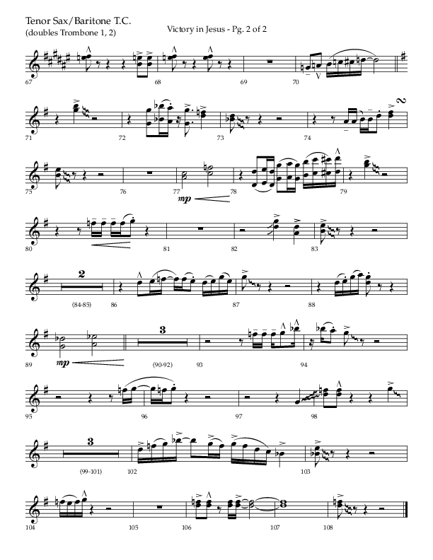 Victory In Jesus with He Will Bring Me Out (Choral Anthem SATB) Tenor Sax/Baritone T.C. (Lifeway Choral / Arr. Bradley Knight)