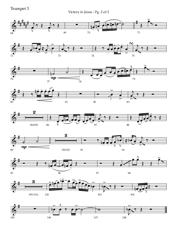 Victory In Jesus with He Will Bring Me Out (Choral Anthem SATB) Trumpet 3 (Lifeway Choral / Arr. Bradley Knight)