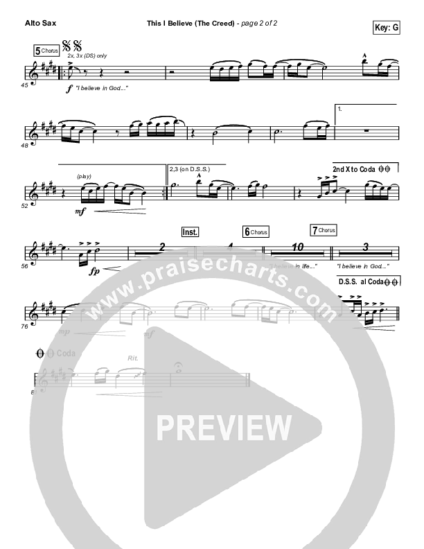 This I Believe (The Creed) (Choral Anthem SATB) Sax Pack (Hillsong Worship / Arr. Erik Foster)