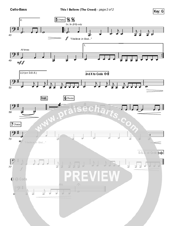 This I Believe (The Creed) (Choral Anthem SATB) Cello/Bass (Hillsong Worship / Arr. Erik Foster)