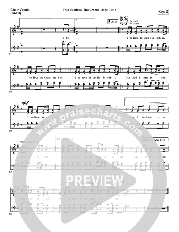 This I Believe (The Creed) (Choral Anthem SATB) Choir Sheet (SATB) (Hillsong Worship / Arr. Erik Foster)