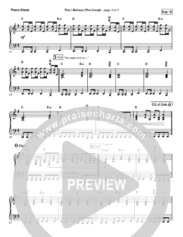 This I Believe (The Creed) (Choral Anthem SATB) Piano Sheet (Hillsong Worship / Arr. Erik Foster)
