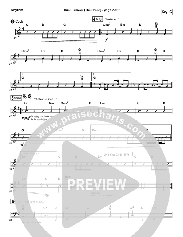 This I Believe (The Creed) (Choral Anthem SATB) Rhythm Pack (Hillsong Worship / Arr. Erik Foster)