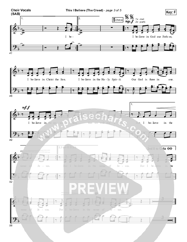 This I Believe (The Creed) (Worship Choir/SAB) Choir Sheet (SAB) (Hillsong Worship / Arr. Erik Foster)