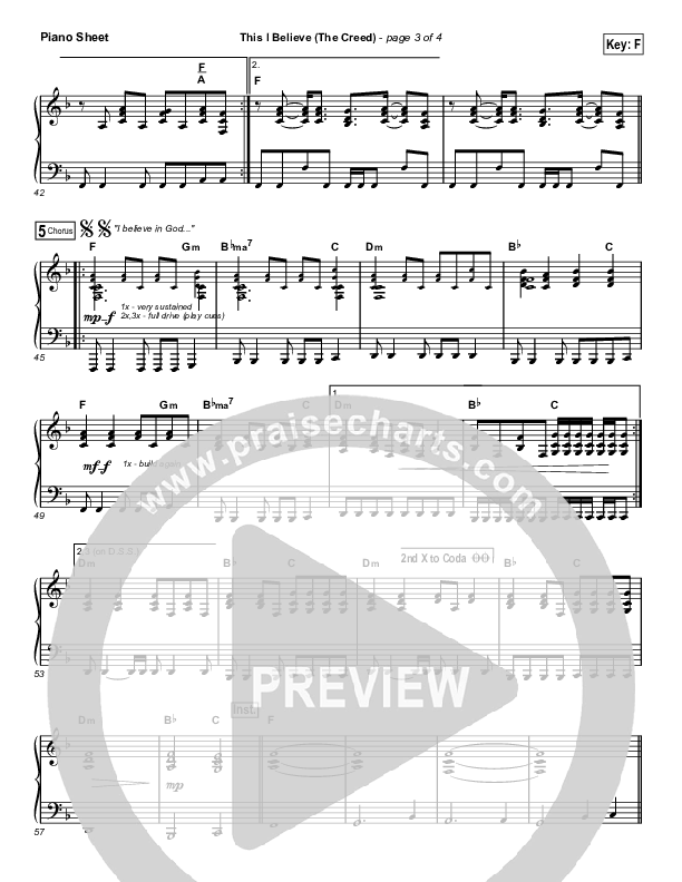 This I Believe (The Creed) (Unison/2-Part) Piano Sheet (Hillsong Worship / Arr. Erik Foster)