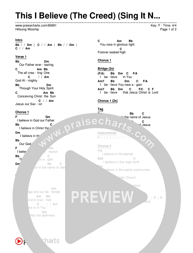 This I Believe (The Creed) (Sing It Now) Chords & Lyrics (Hillsong Worship / Arr. Erik Foster)
