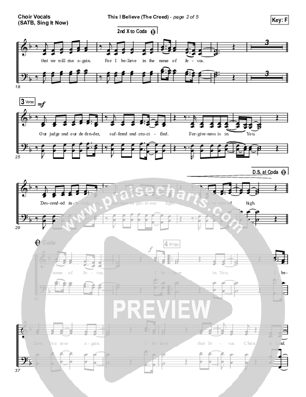 This I Believe (The Creed) (Sing It Now) Choir Sheet (SATB) (Hillsong Worship / Arr. Erik Foster)