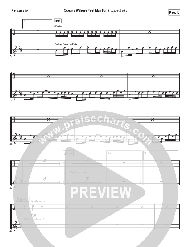 Oceans (Where Feet May Fail) (Sing It Now) Percussion (Hillsong UNITED / TAYA / Arr. Phil Nitz)