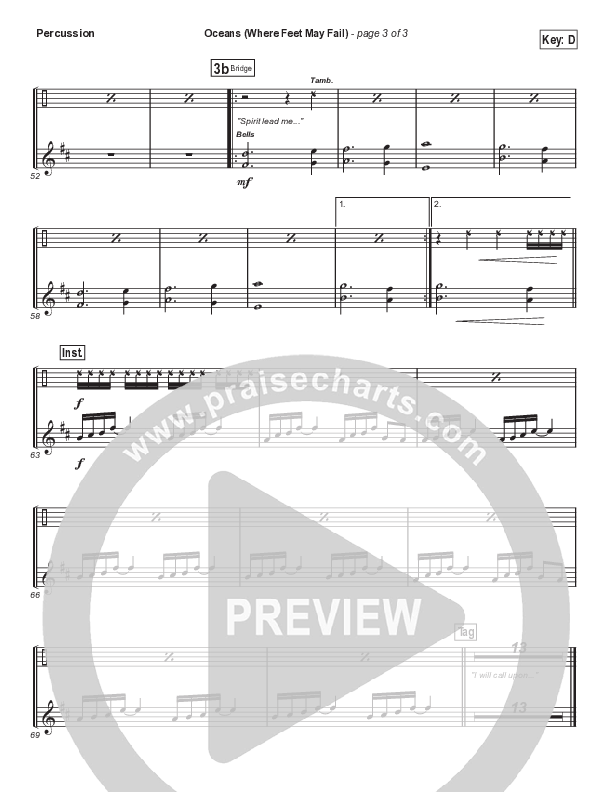 Oceans (Where Feet May Fail) (Sing It Now) Percussion (Hillsong UNITED / TAYA / Arr. Phil Nitz)