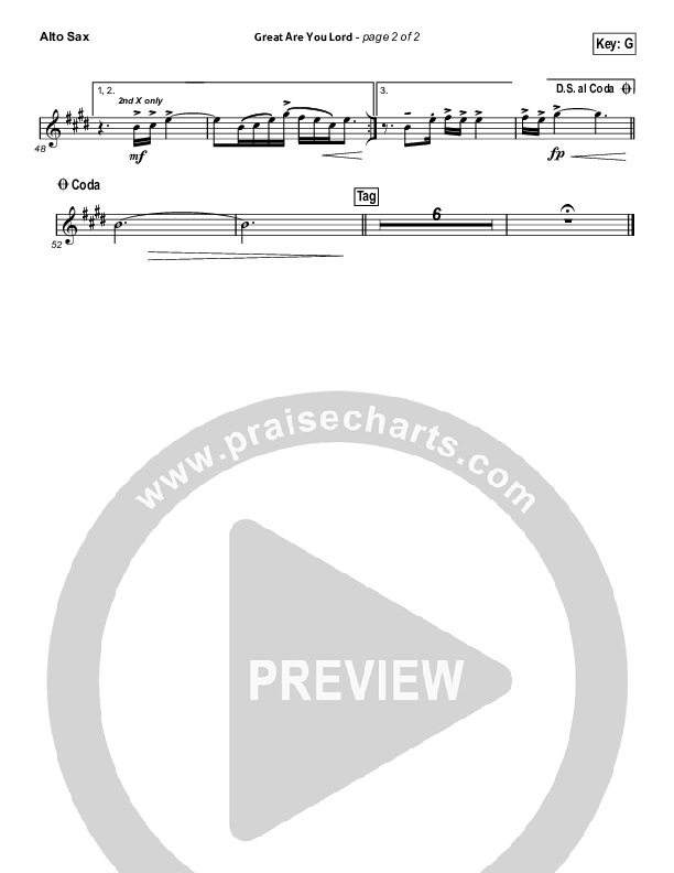 Great Are You Lord (Choral Anthem SATB) Sax Pack (All Sons & Daughters / Arr. Erik Foster)