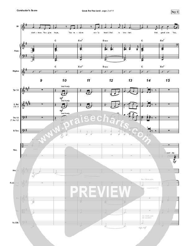 Great Are You Lord (Choral Anthem SATB) Conductor's Score (All Sons & Daughters / Arr. Erik Foster)