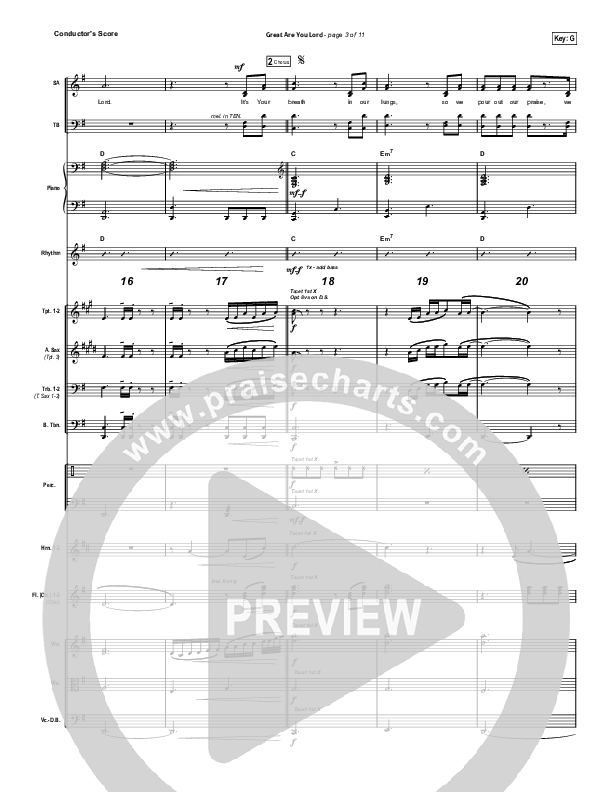 Great Are You Lord (Choral Anthem SATB) Conductor's Score (All Sons & Daughters / Arr. Erik Foster)