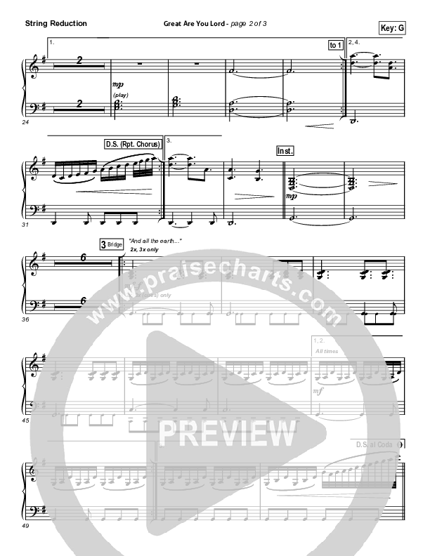 Great Are You Lord (Choral Anthem SATB) String Reduction (All Sons & Daughters / Arr. Erik Foster)