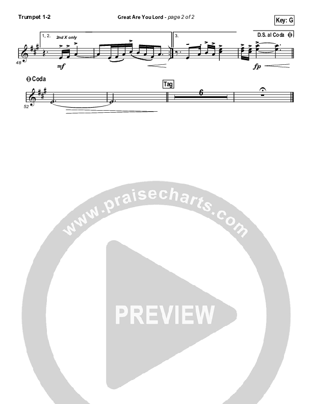 Great Are You Lord (Choral Anthem SATB) Brass Pack (All Sons & Daughters / Arr. Erik Foster)