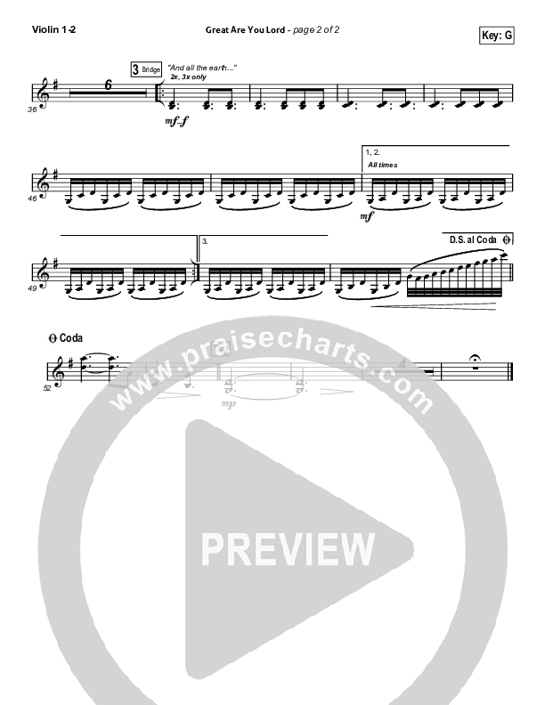 Great Are You Lord (Choral Anthem SATB) String Pack (All Sons & Daughters / Arr. Erik Foster)