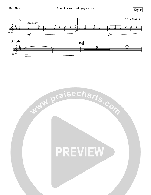 Great Are You Lord (Worship Choir/SAB) Bari Sax (All Sons & Daughters / Arr. Erik Foster)