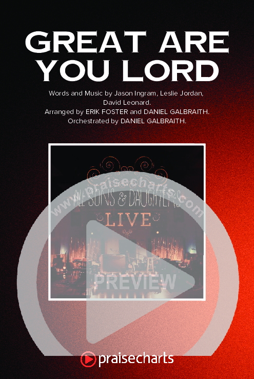 Great Are You Lord (Worship Choir/SAB) Octavo Cover Sheet (All Sons & Daughters / Arr. Erik Foster)