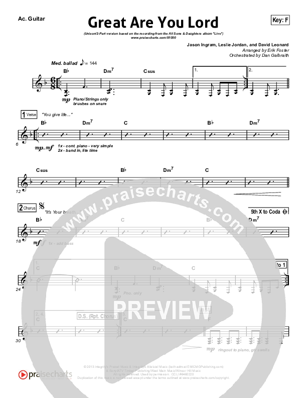 Great Are You Lord (Unison/2-Part) Rhythm Pack (All Sons & Daughters / Arr. Erik Foster)