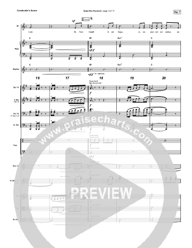 Great Are You Lord (Unison/2-Part) Conductor's Score (All Sons & Daughters / Arr. Erik Foster)