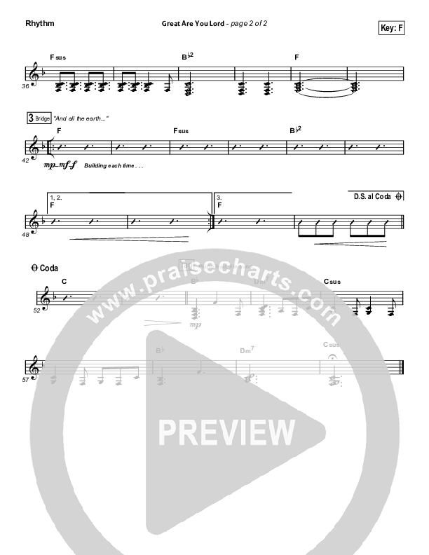 Great Are You Lord (Unison/2-Part) Rhythm Pack (All Sons & Daughters / Arr. Erik Foster)