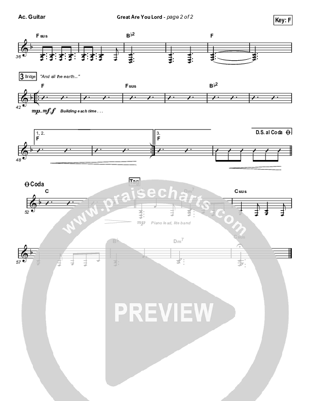 Great Are You Lord (Sing It Now) Acoustic Guitar (All Sons & Daughters / Arr. Erik Foster)
