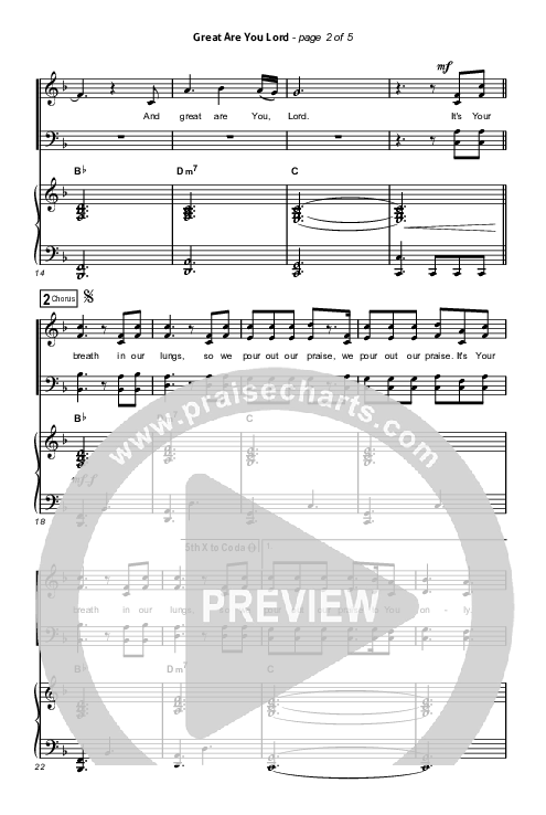 Great Are You Lord (Sing It Now) Octavo (SATB & Pno) (All Sons & Daughters / Arr. Erik Foster)