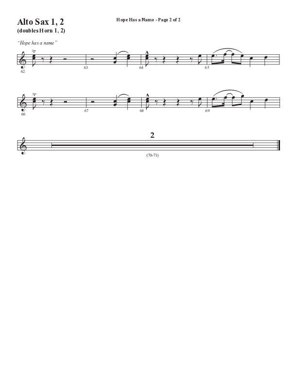 Hope Has A Name (Choral Anthem SATB) Alto Sax 1/2 (Semsen Music / Arr. Phil Nitz)
