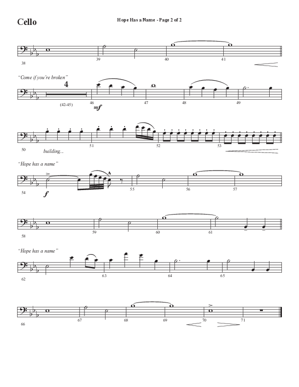 Hope Has A Name (Choral Anthem SATB) Cello (Semsen Music / Arr. Phil Nitz)