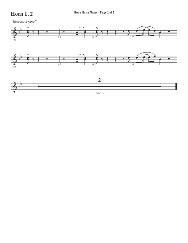 Hope Has A Name (Choral Anthem SATB) French Horn 1/2 (Semsen Music / Arr. Phil Nitz)