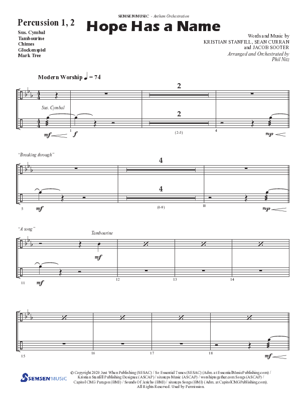 Hope Has A Name (Choral Anthem SATB) Percussion 1/2 (Semsen Music / Arr. Phil Nitz)