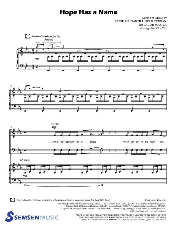 Hope Has A Name (Choral Anthem SATB) Anthem (SATB/Piano) (Semsen Music / Arr. Phil Nitz)
