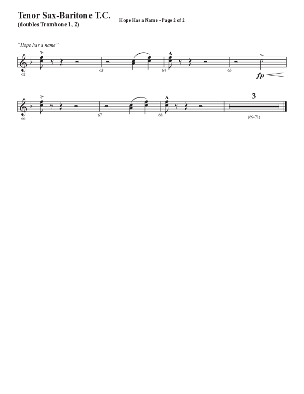 Hope Has A Name (Choral Anthem SATB) Tenor Sax/Baritone T.C. (Semsen Music / Arr. Phil Nitz)