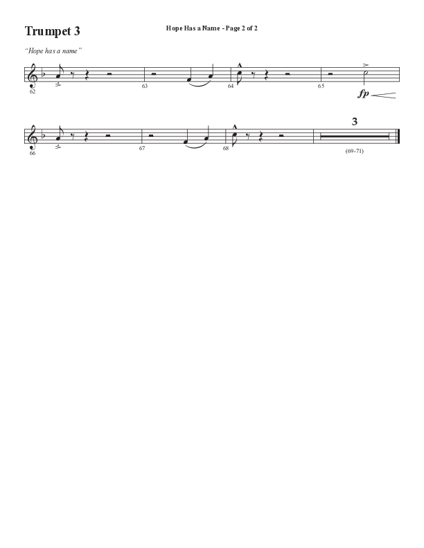 Hope Has A Name (Choral Anthem SATB) Trumpet 3 (Semsen Music / Arr. Phil Nitz)