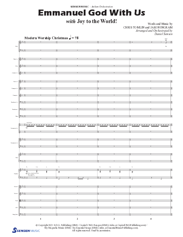 Emmanuel God With Us with Joy To The World (Choral Anthem SATB) Conductor's Score (Semsen Music / Arr. Daniel Semsen)