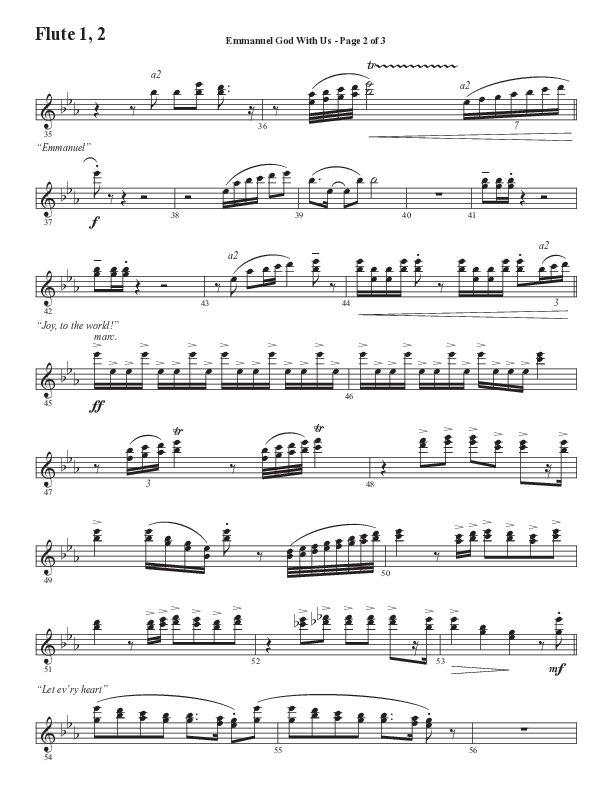 Emmanuel God With Us with Joy To The World (Choral Anthem SATB) Flute 1/2 (Semsen Music / Arr. Daniel Semsen)
