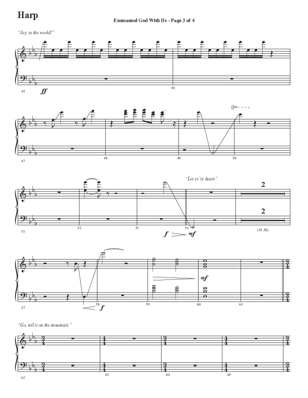 Emmanuel God With Us with Joy To The World (Choral Anthem SATB) Harp (Semsen Music / Arr. Daniel Semsen)