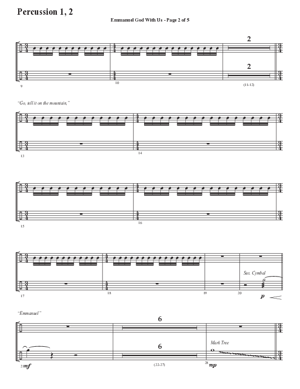 Emmanuel God With Us with Joy To The World (Choral Anthem SATB) Percussion (Semsen Music / Arr. Daniel Semsen)